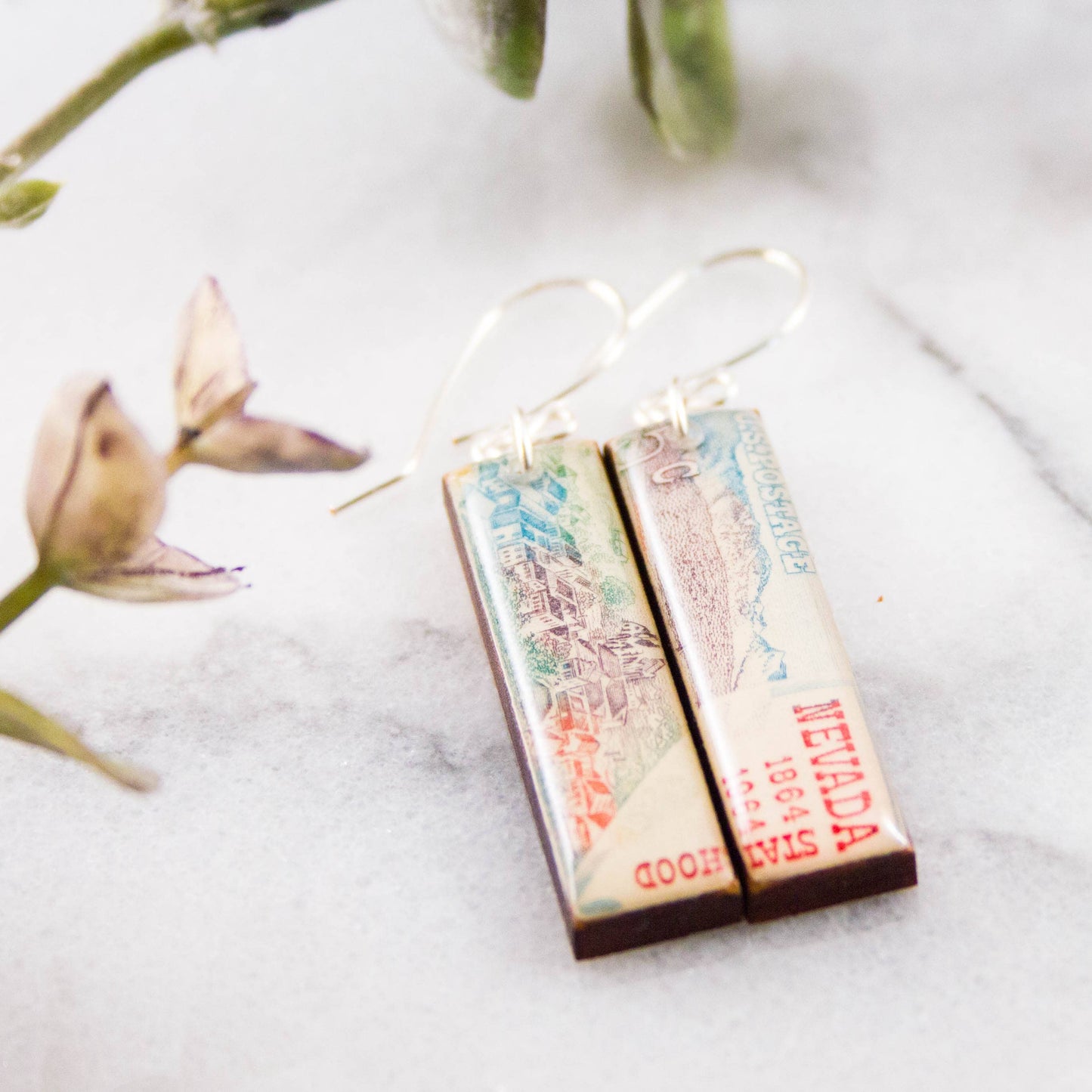 Nevada Vintage Postage Stamp Earrings