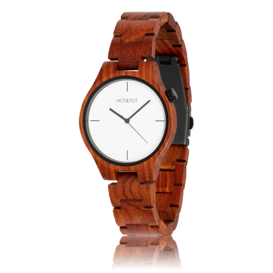 SFINX | Wood watch | Sustainable | Red | White | Black