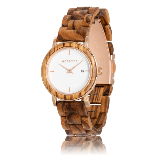 EOS | Wood watch for women | Sustainable | Rose gold steel
