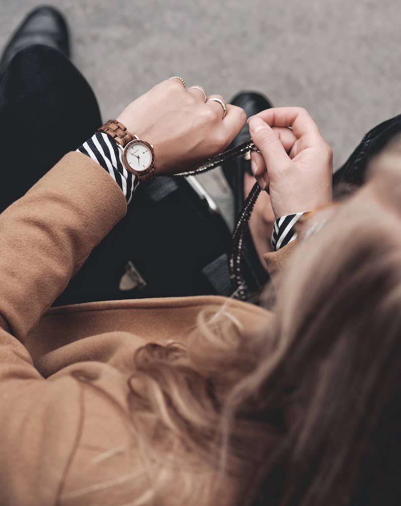 EOS | Wood watch for women | Sustainable | Rose gold steel