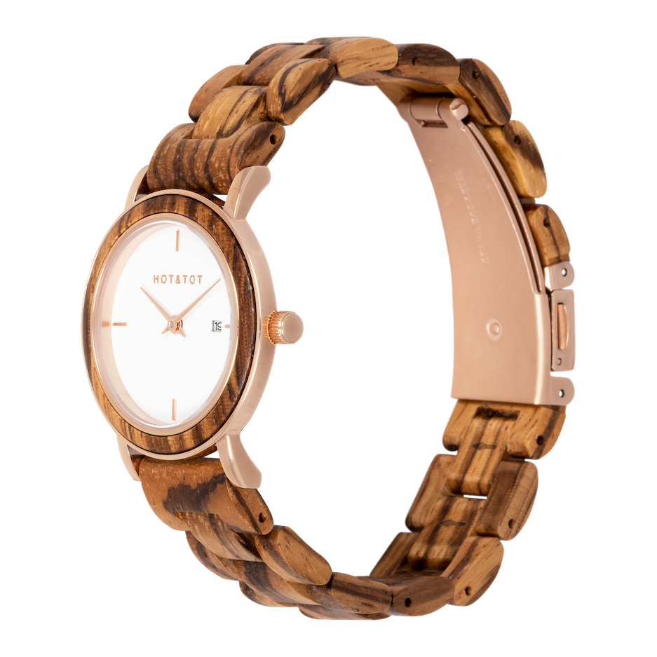 EOS | Wood watch for women | Sustainable | Rose gold steel