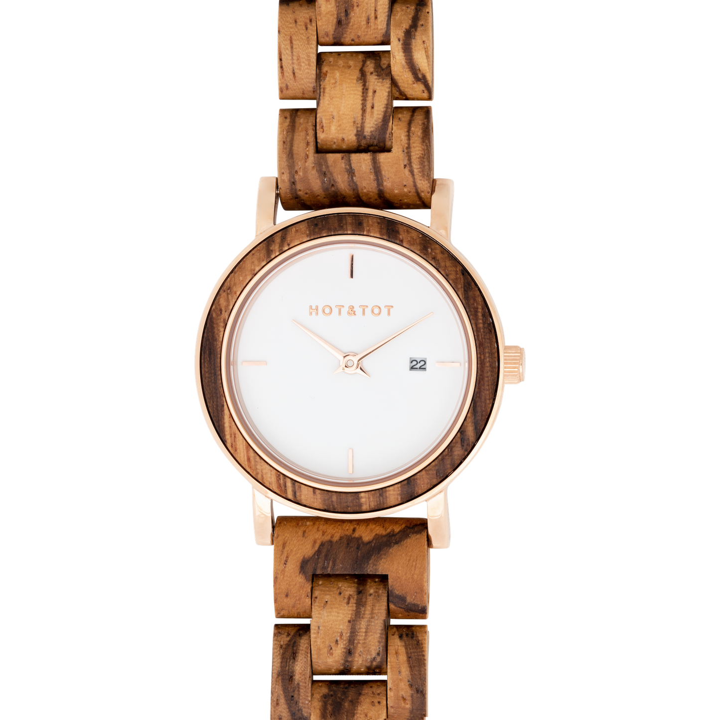 EOS | Wood watch for women | Sustainable | Rose gold steel