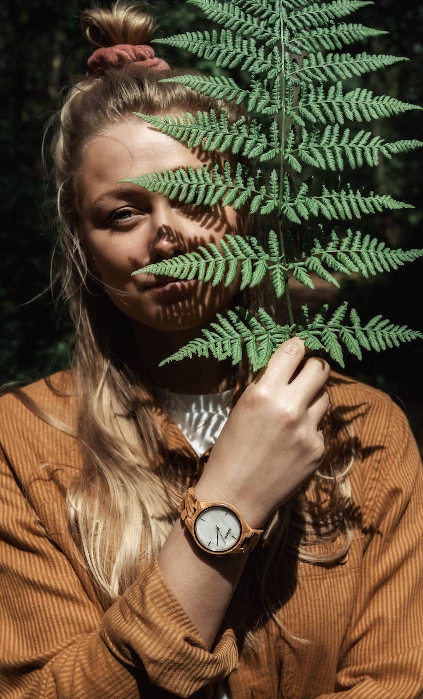 TAYGA | Wood watch | White Marble | Sustainable | Rose gold
