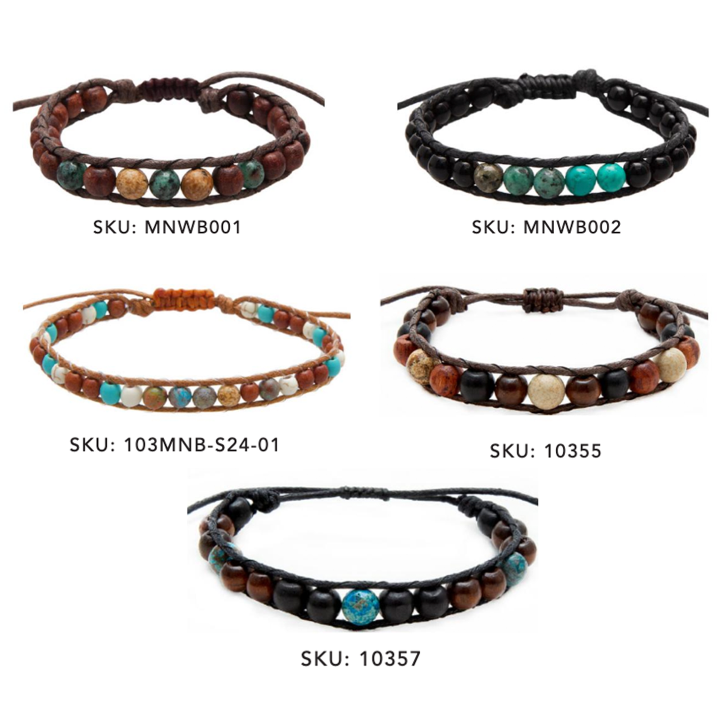 Surf Rider Men's Bracelets (10 Pack Assortment)