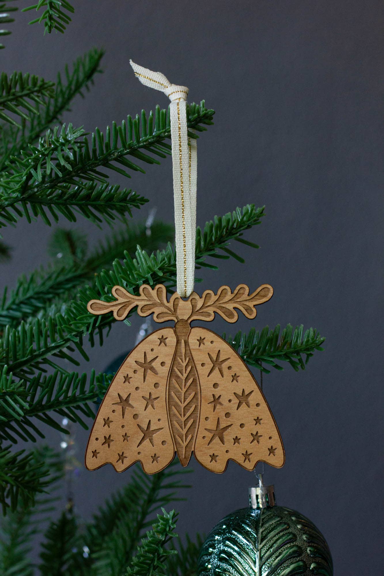 Starry Moth Wood Ornament