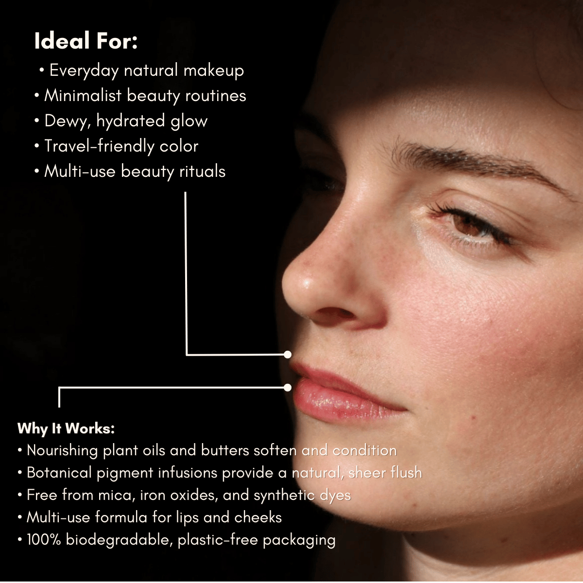 Lips Cheeks Tint - Biodegradable Tube, Vegan Wax