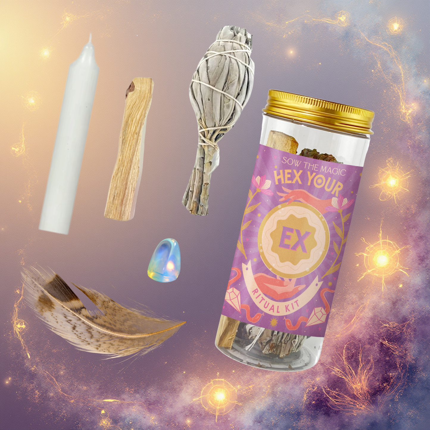 Hex Your Ex Ritual Kit with Opalite, Palo Santo + Sage