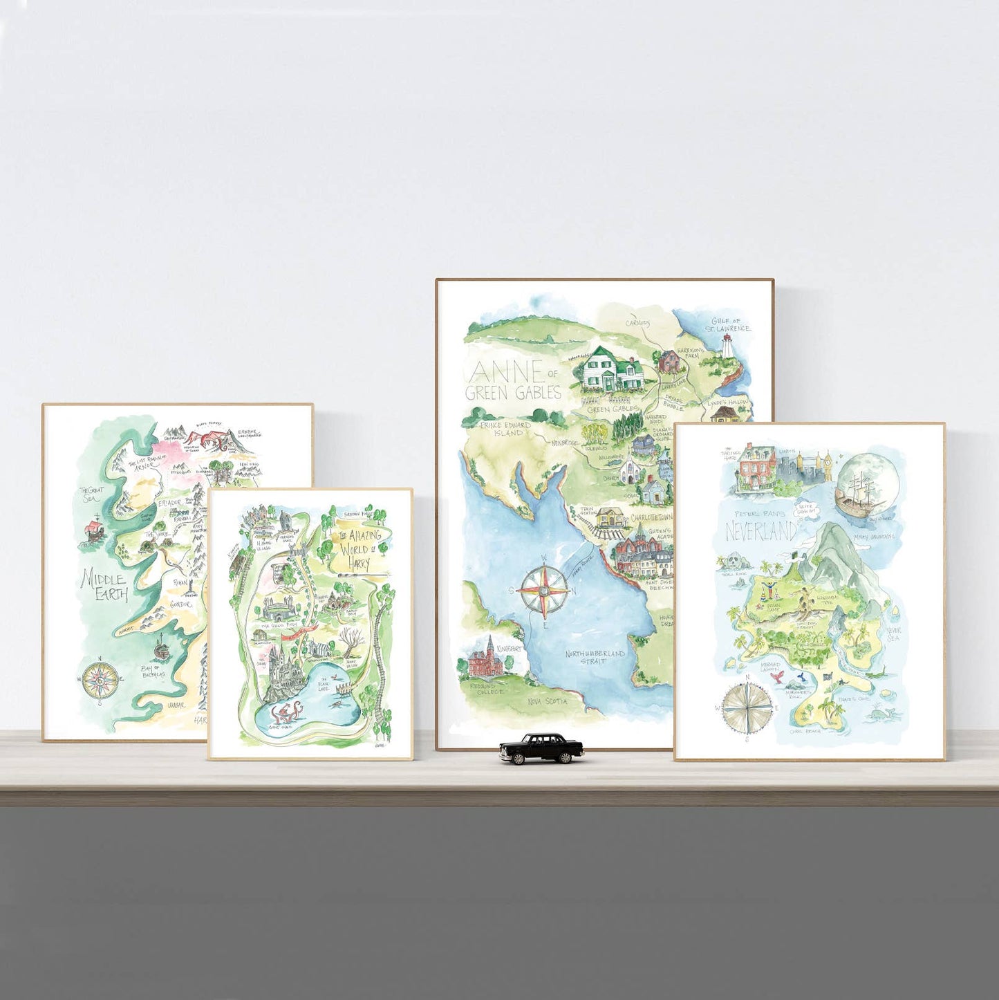 Mary Poppins Watercolor Story Map Print