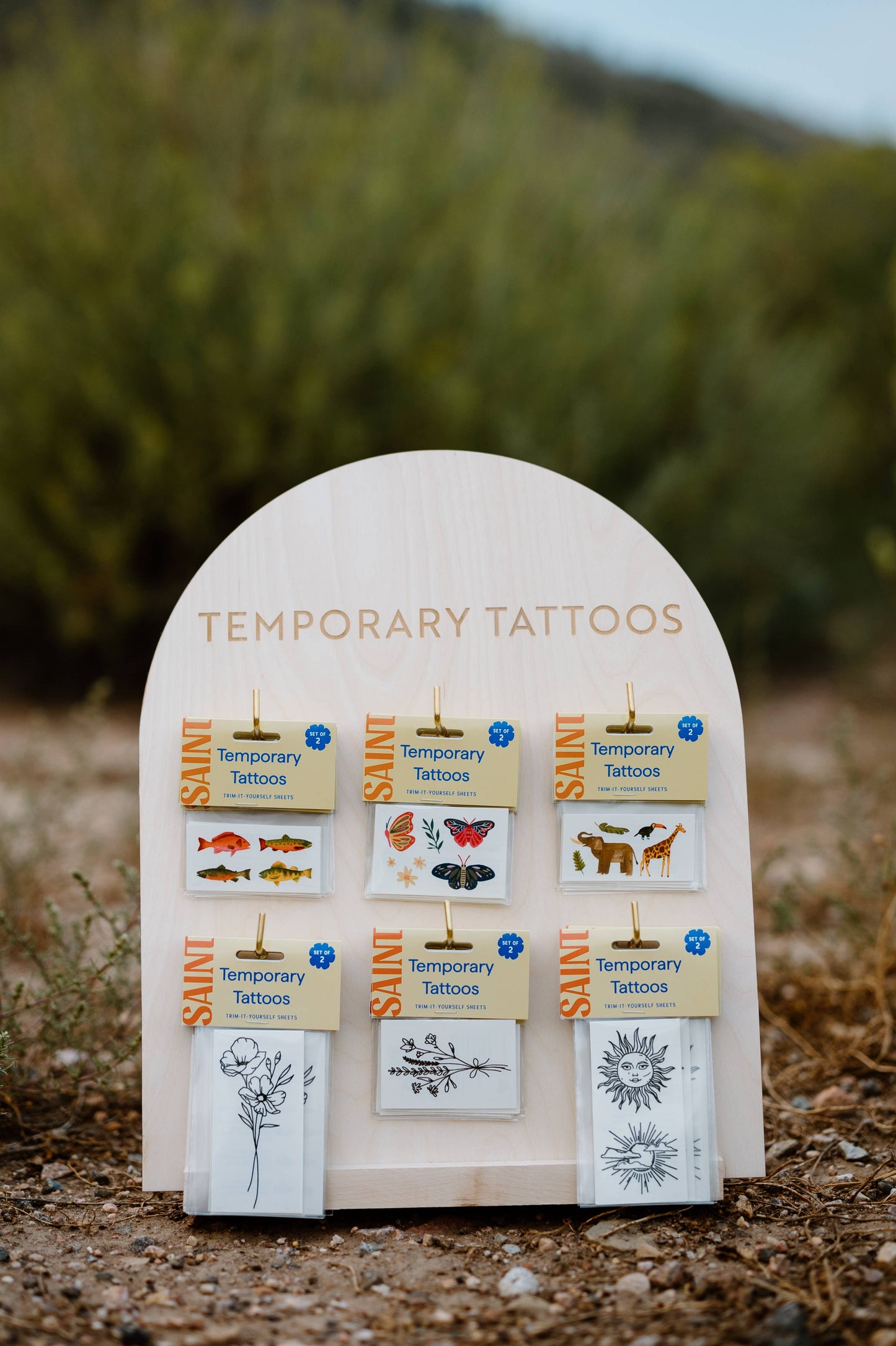 Temporary Tattoo Display Stand, 6 Hooks