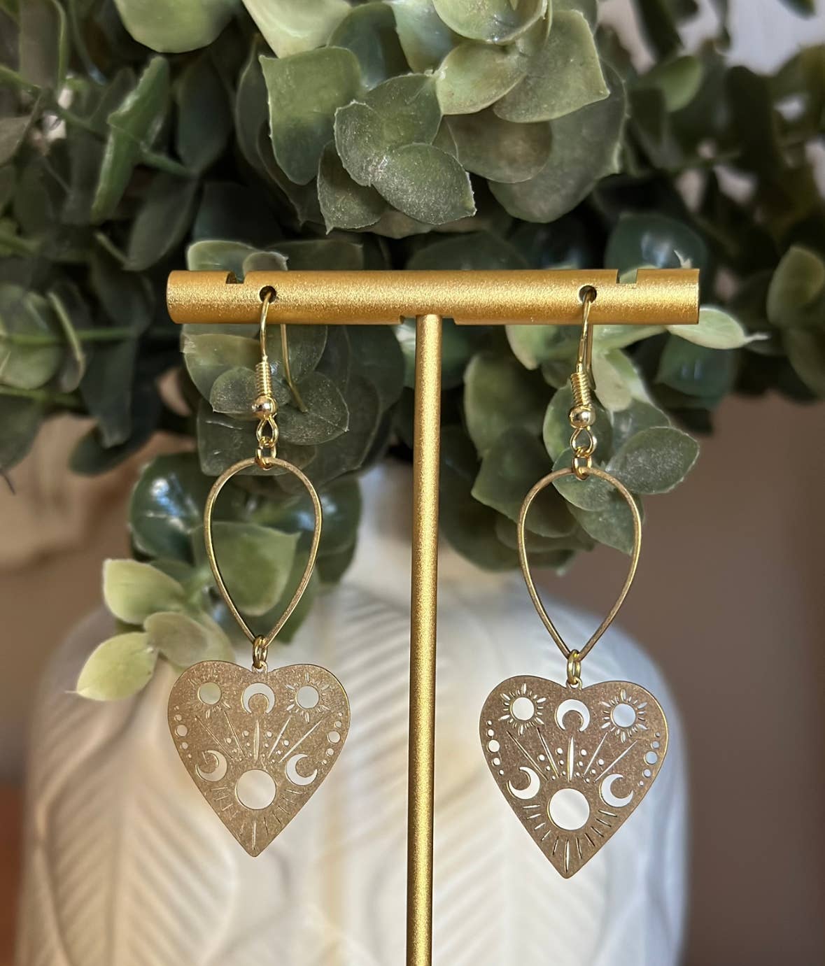Hearts and Moons Celestial Witchy Dangle Earrings