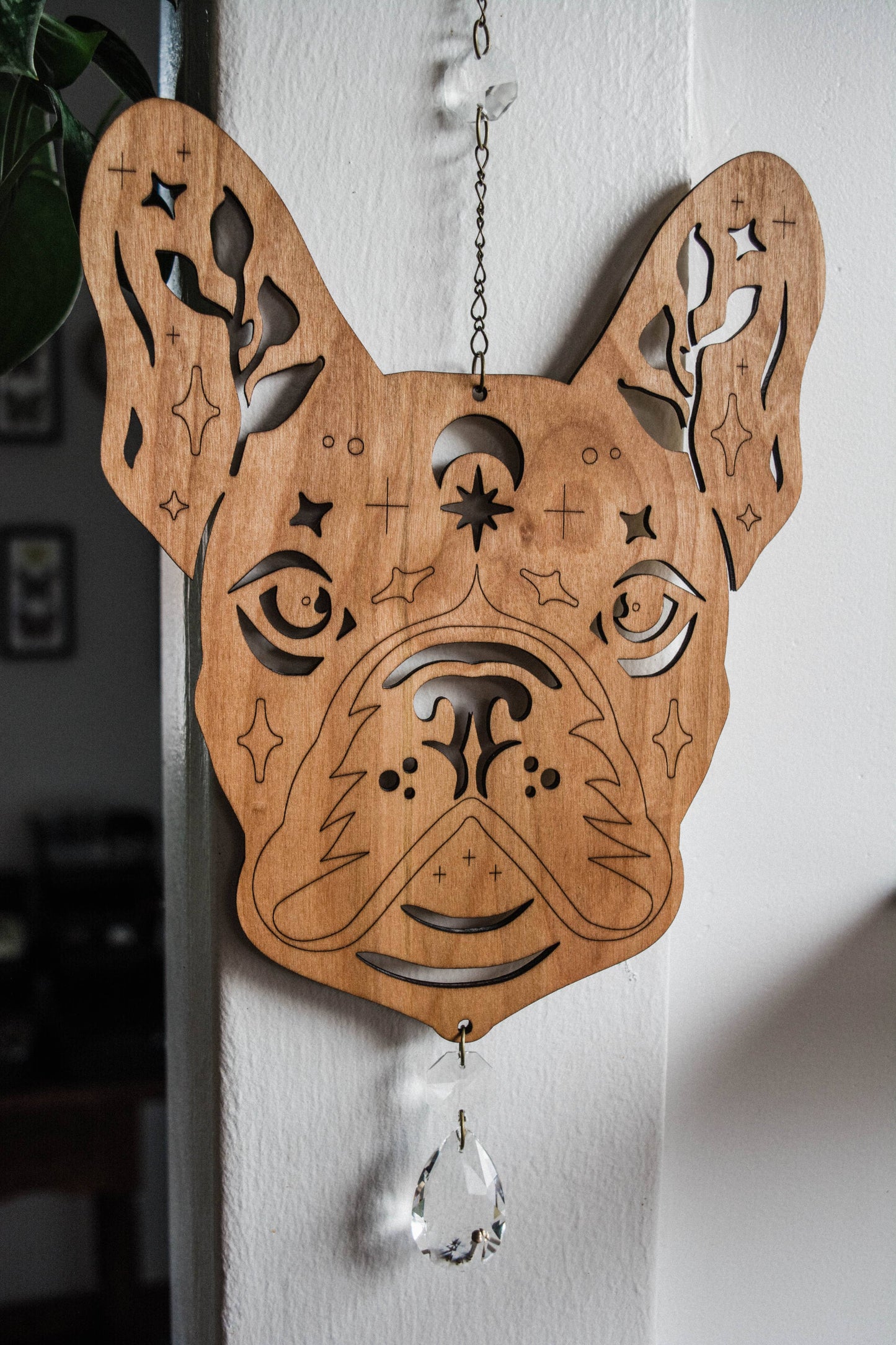 French Bulldog Wooden Wall Hanging Frenchie Suncatcher