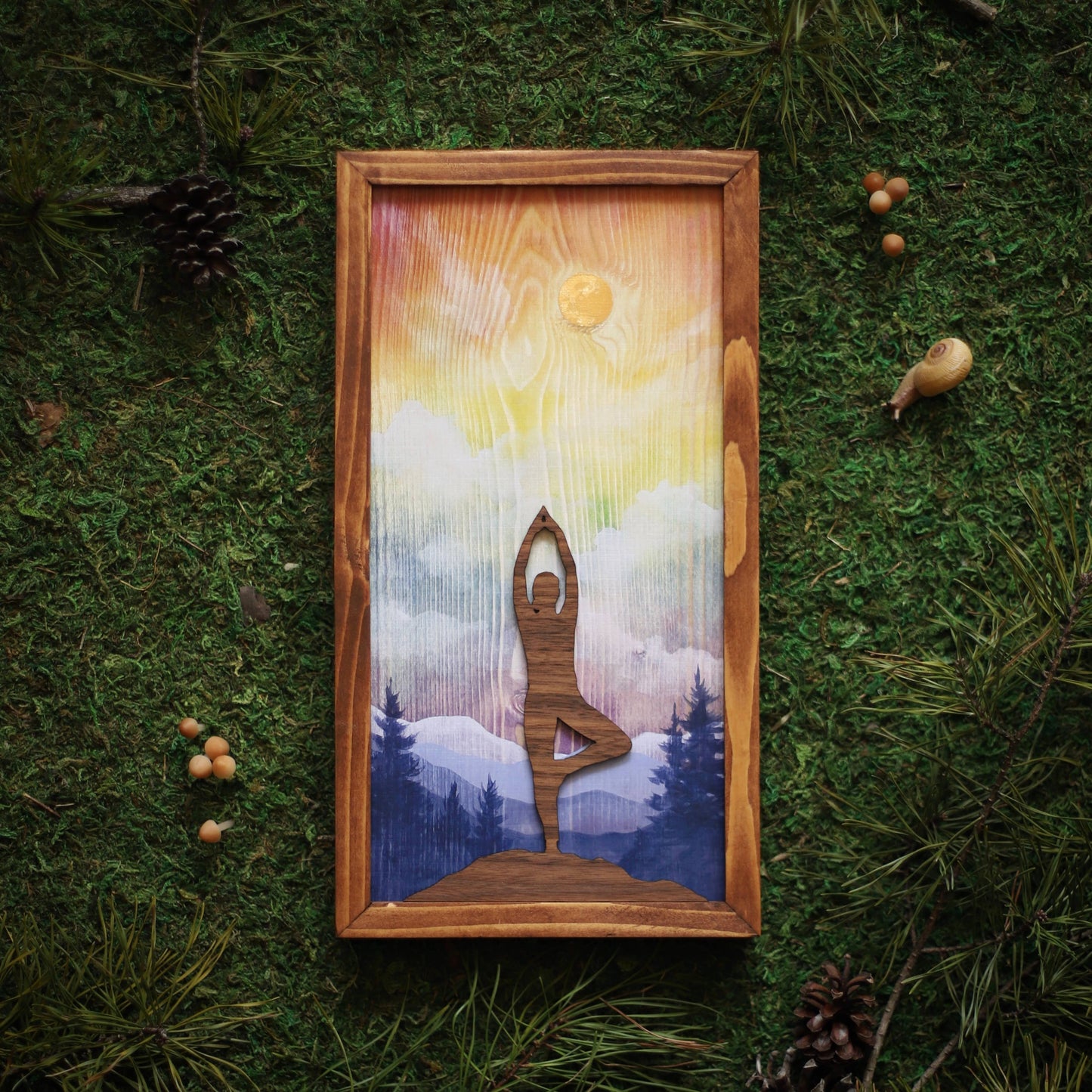 "Tree Pose" Mixed Media Yoga-Themed Wall Art