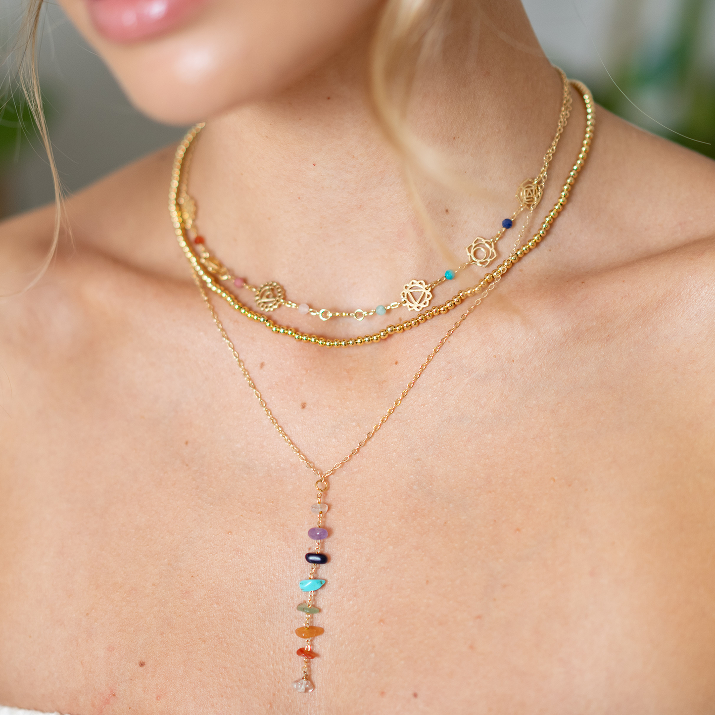 7 Chakras Healing Necklace (Gold)