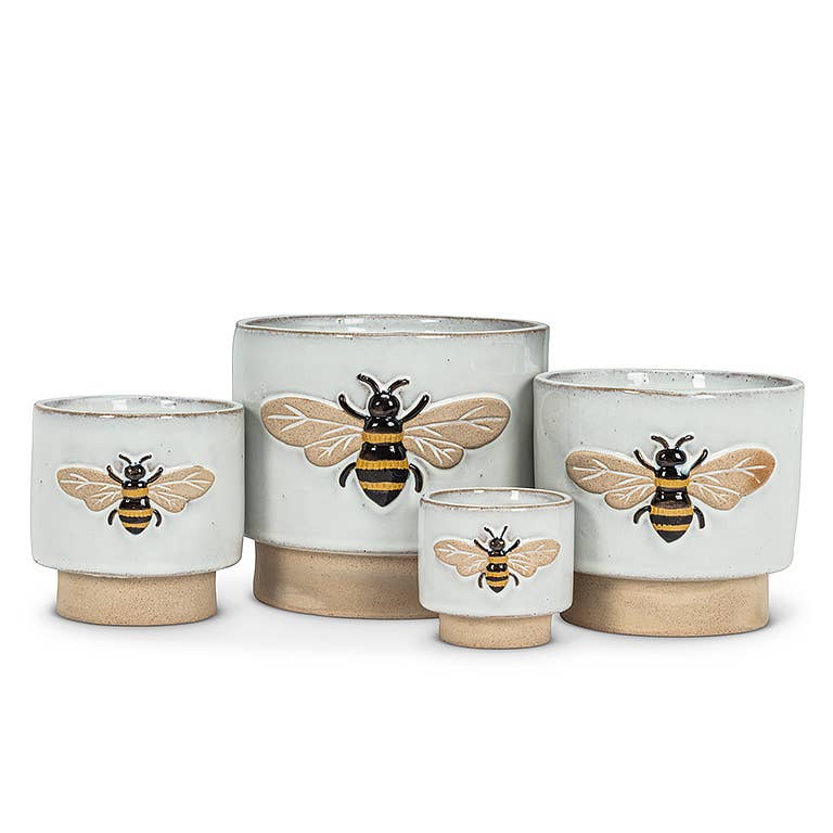 Md Single Emboss Bee Planter-4" H
