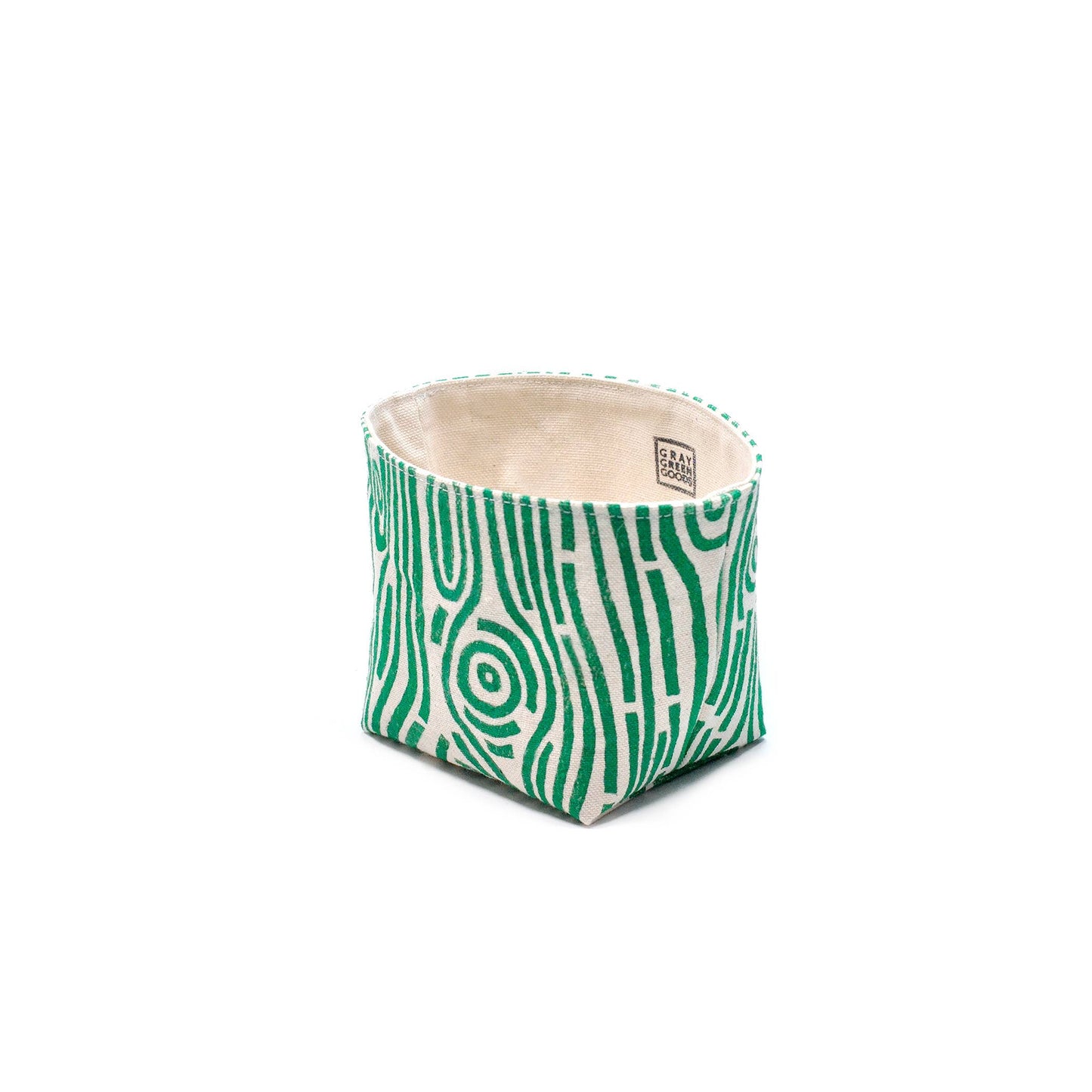Woodgrain Blockprint Fabric Planter—4"