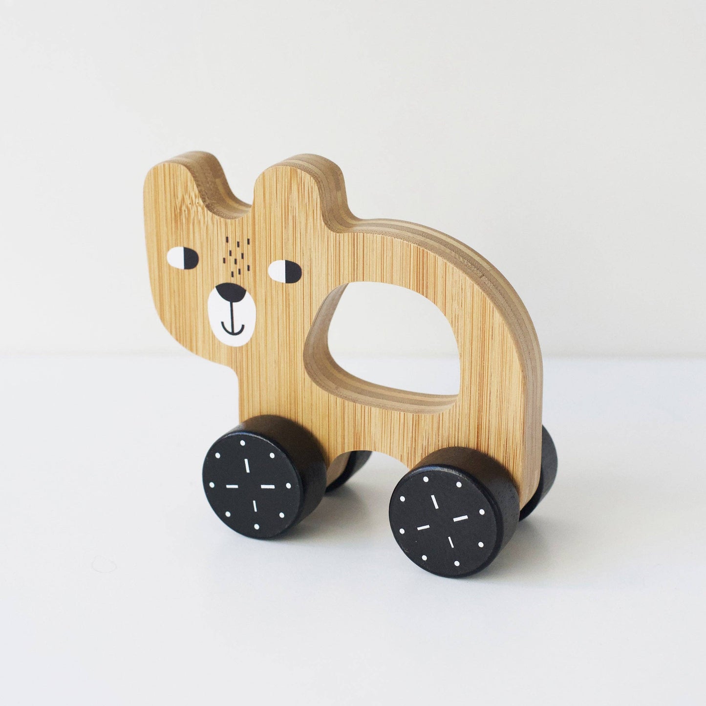 Bear Push Toy - Wooden Roll Along Toy for Baby & Toddler