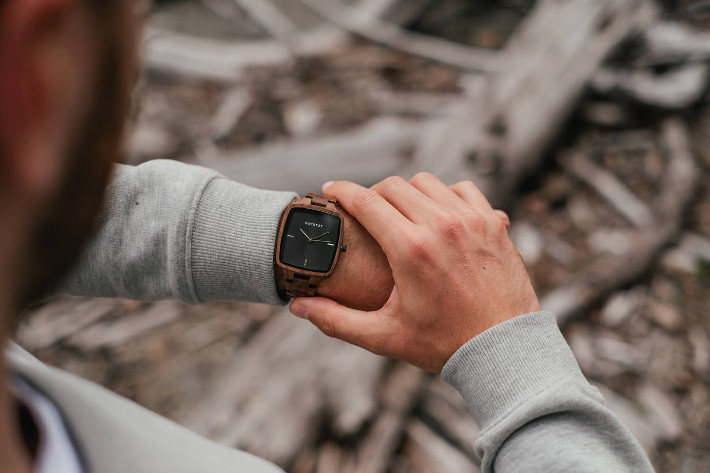 WODAN | Wood watch for men | Sustainable | Square | Silver