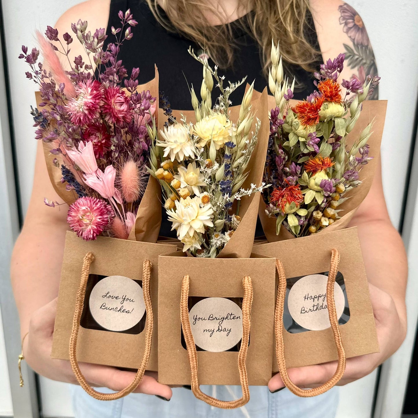 Dried Flower Mix Bouquet Bag With Gift Message