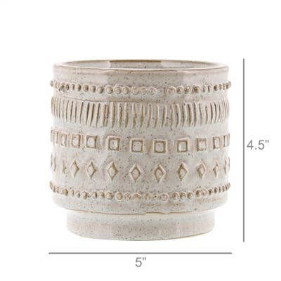 Peru Cachepot, Ceramic - Sm - White