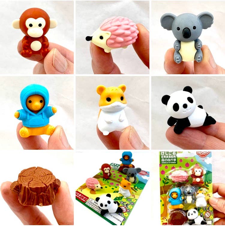 383491 Iwako Kawaii Animal Eraser Card