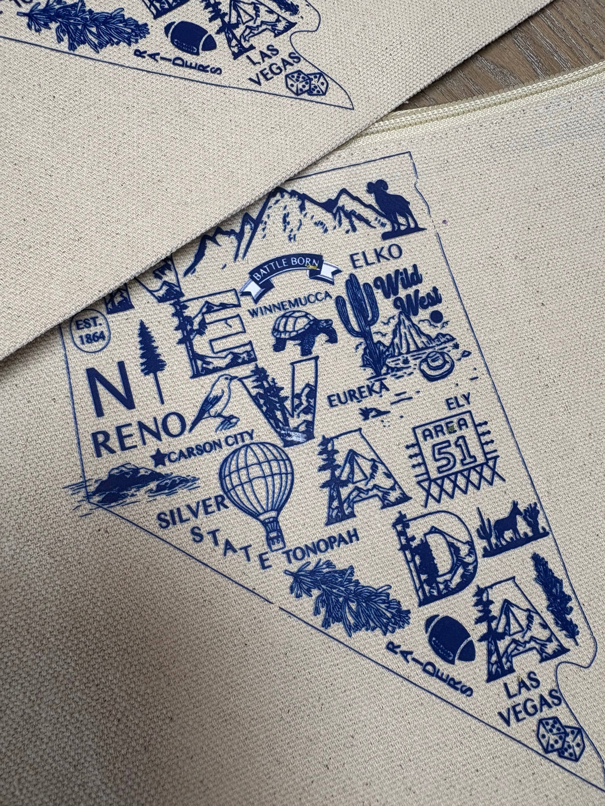 Nevada Map Canvas Zip Pouch