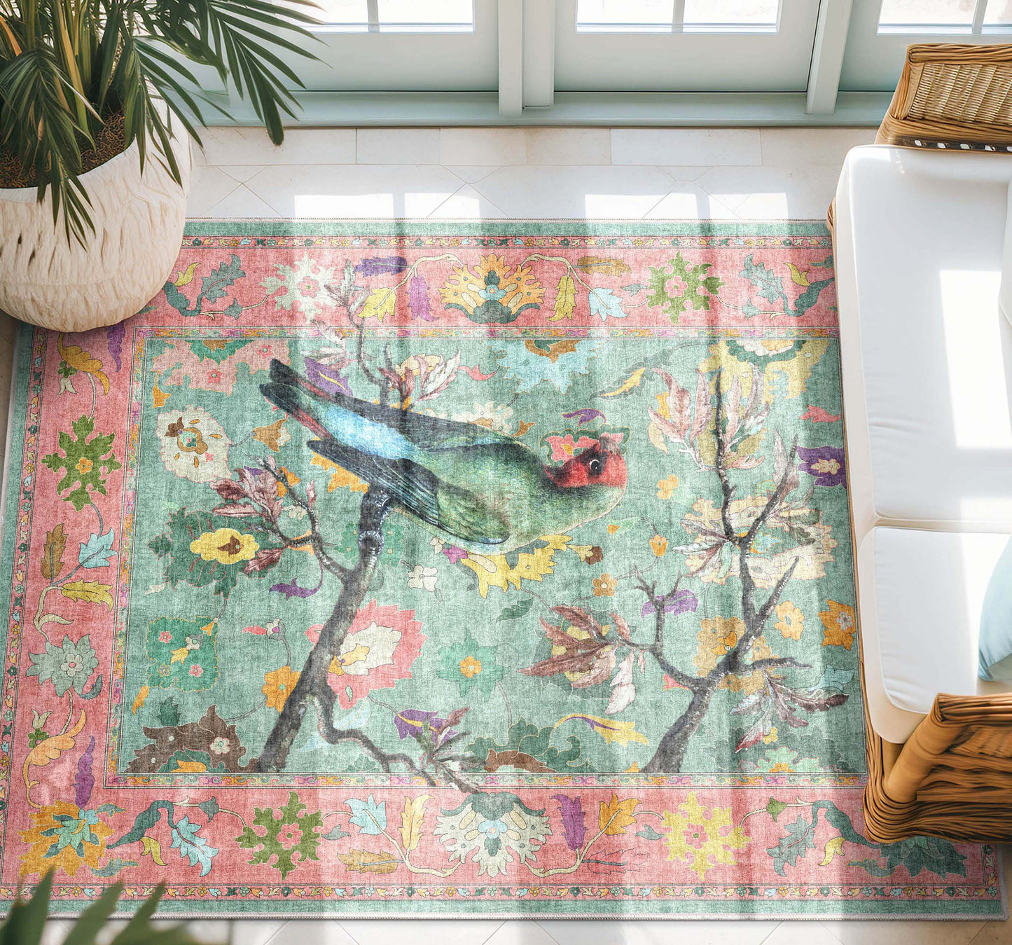 Apollo Botanical Floral Rug for Living Room, Dining Room, Bedroom and Kitchen