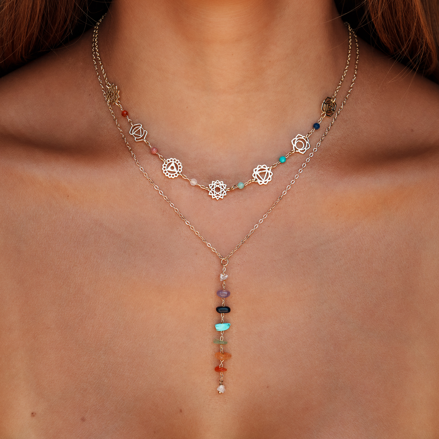 7 Chakras Healing Necklace (Gold)