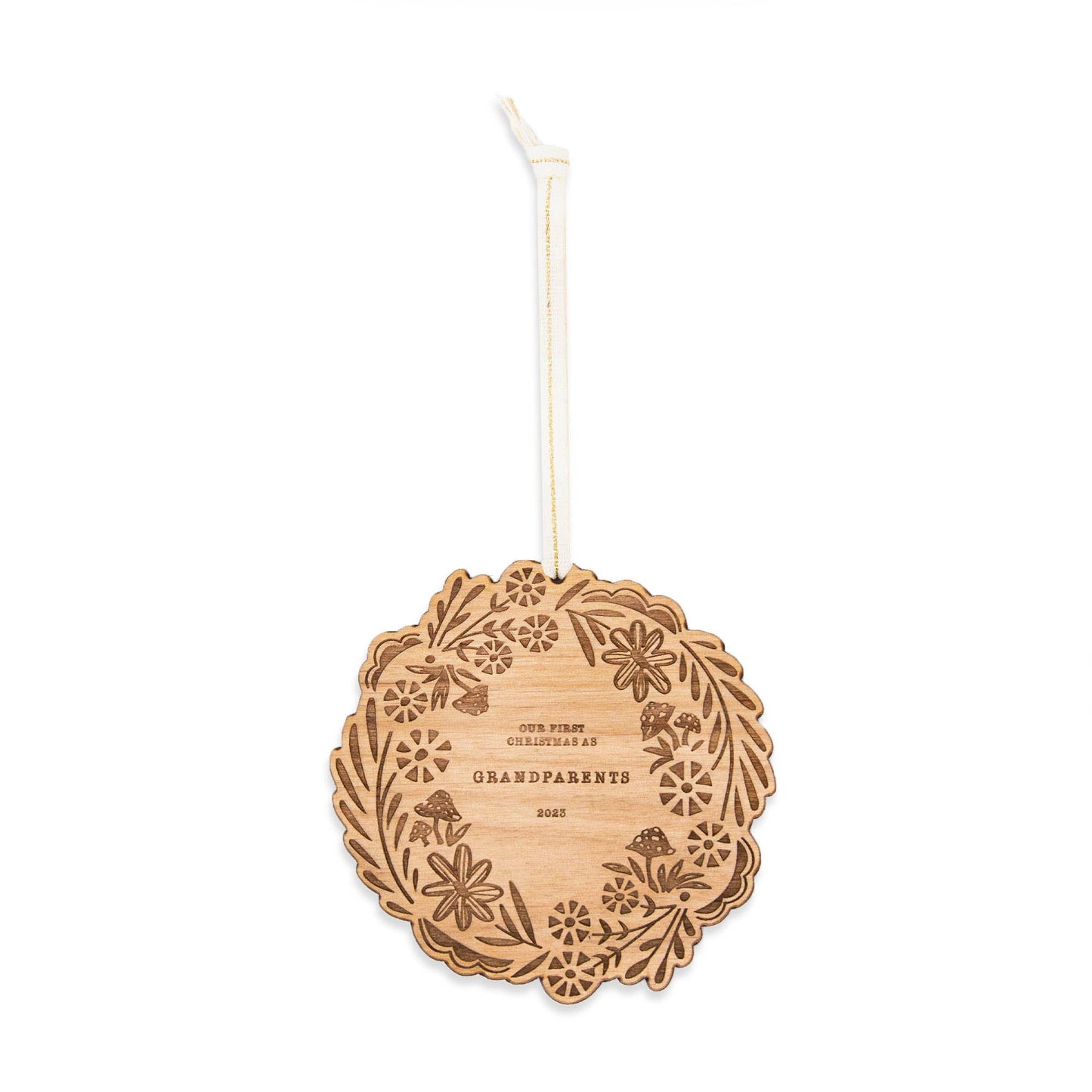 Our First Christmas as Grandparents Wreath Wood Ornament
