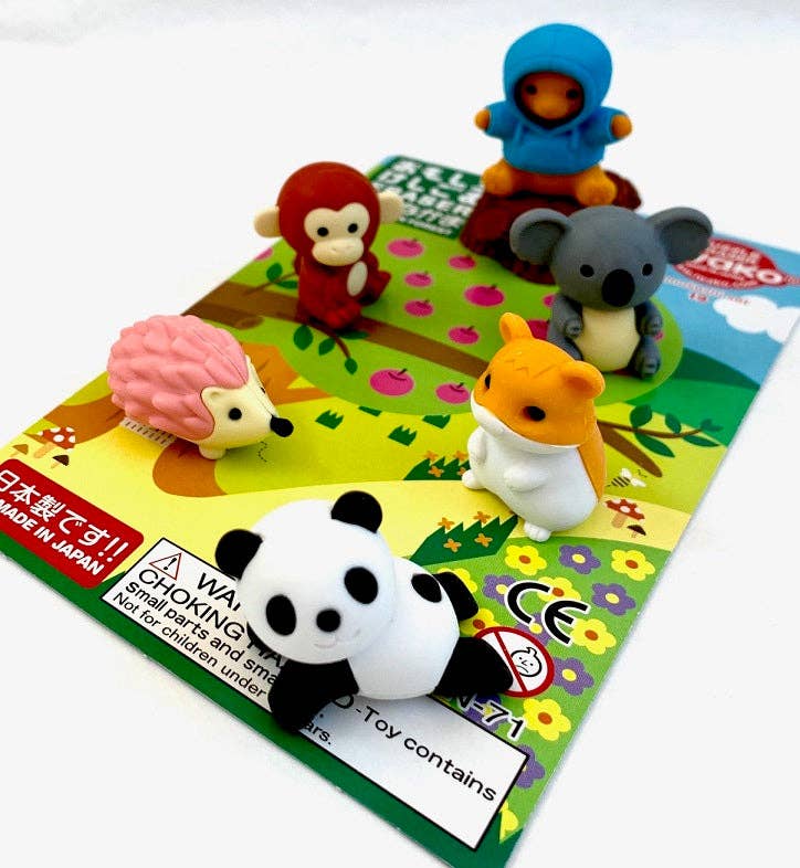 383491 Iwako Kawaii Animal Eraser Card