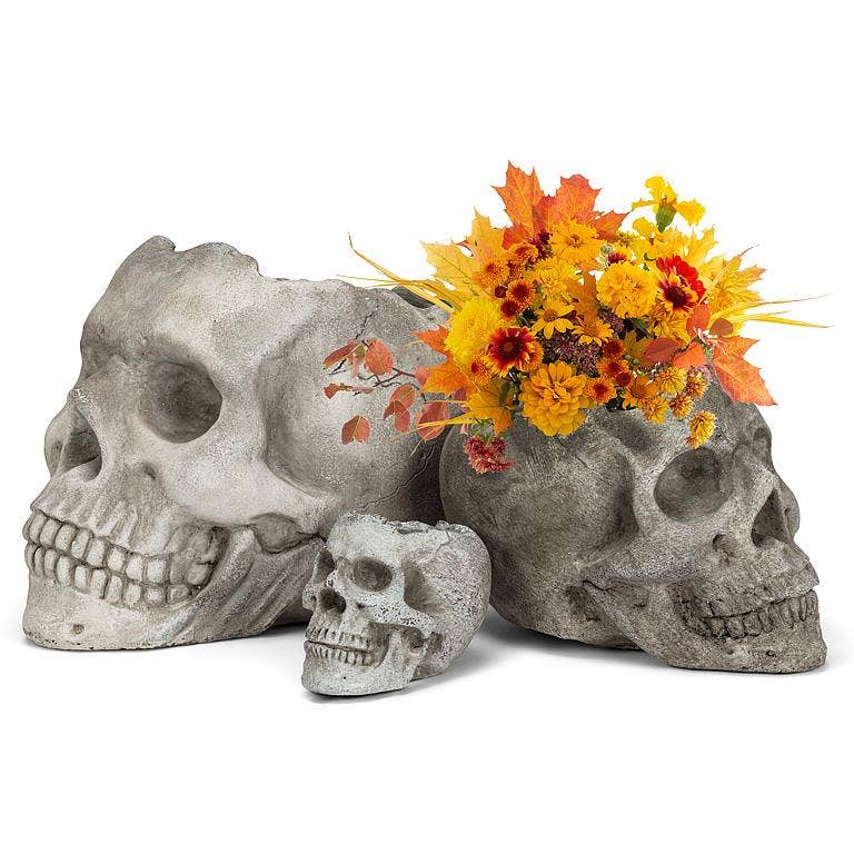 Small Skull Planter/Tealite Holder-3"H