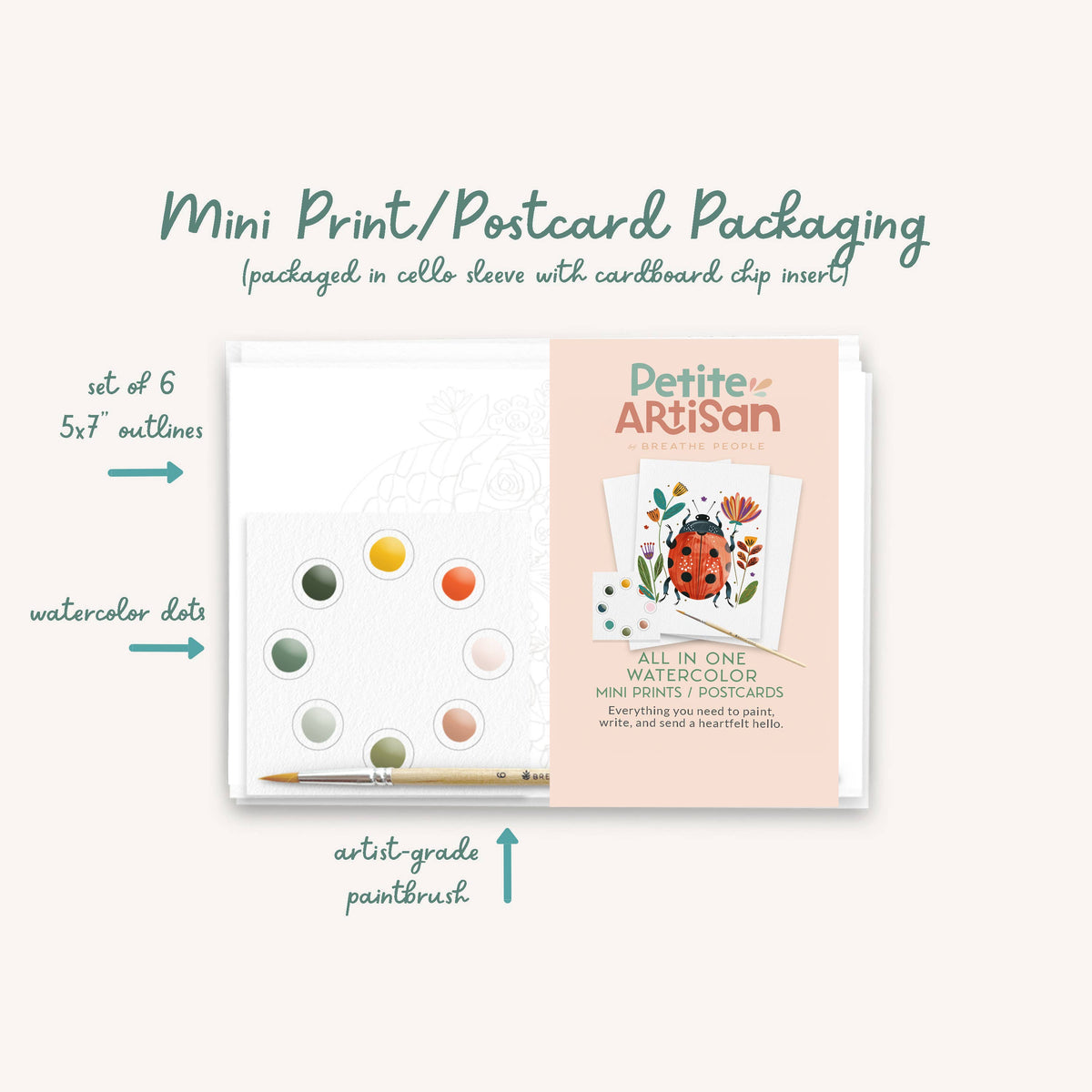 All in One Kids Watercolor Postcard Kit- Super Pups