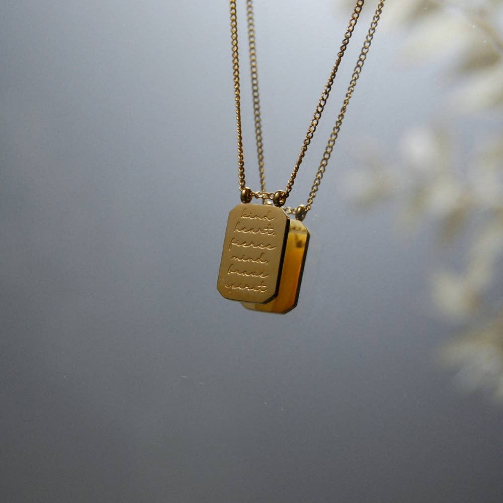 Kind Heart, Fierce Mind, Brave Spirit - quote Necklace