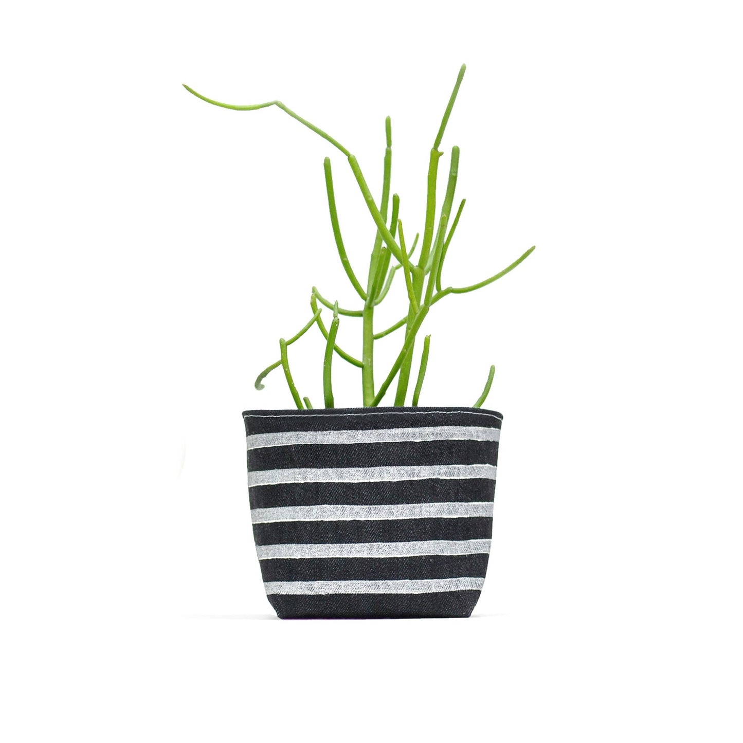 Stripe Blockprint Denim Planter—4"