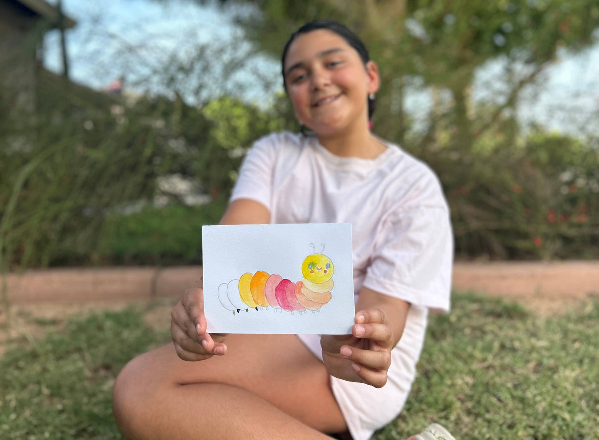 Kids Watercolor Postcard Kit, Bug Art Set for Kids