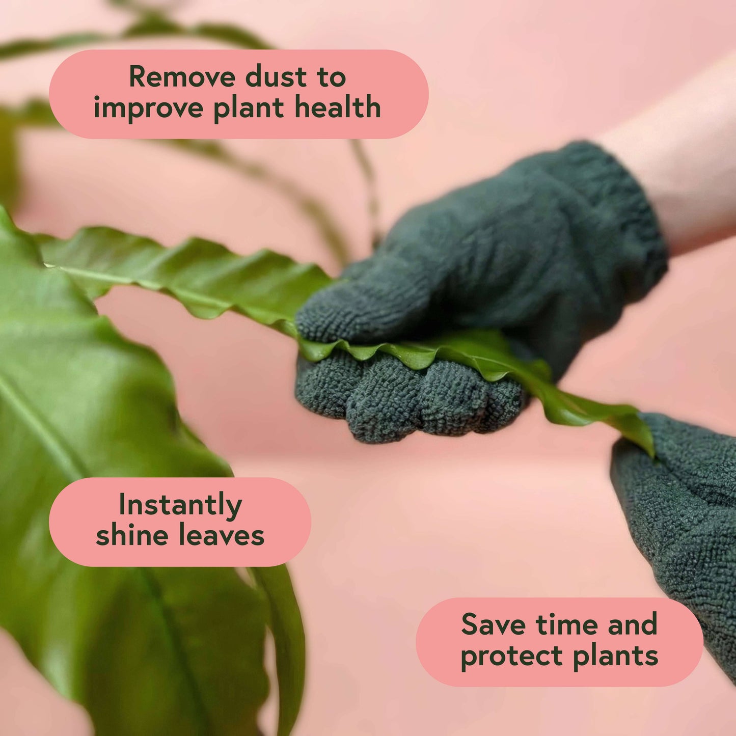 Microfiber Leaf Cleaning Gloves - Green