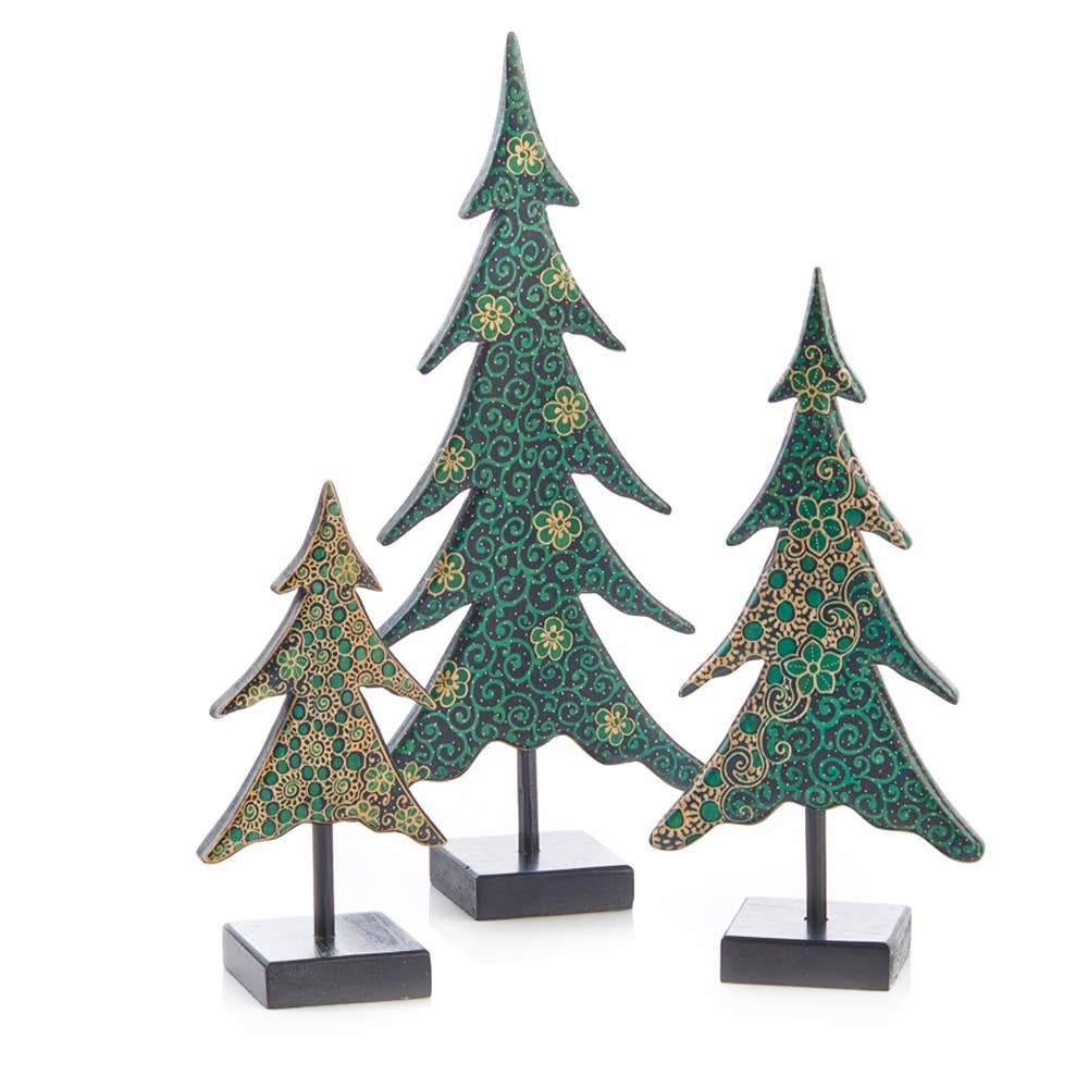Batik Christmas Trees Set
