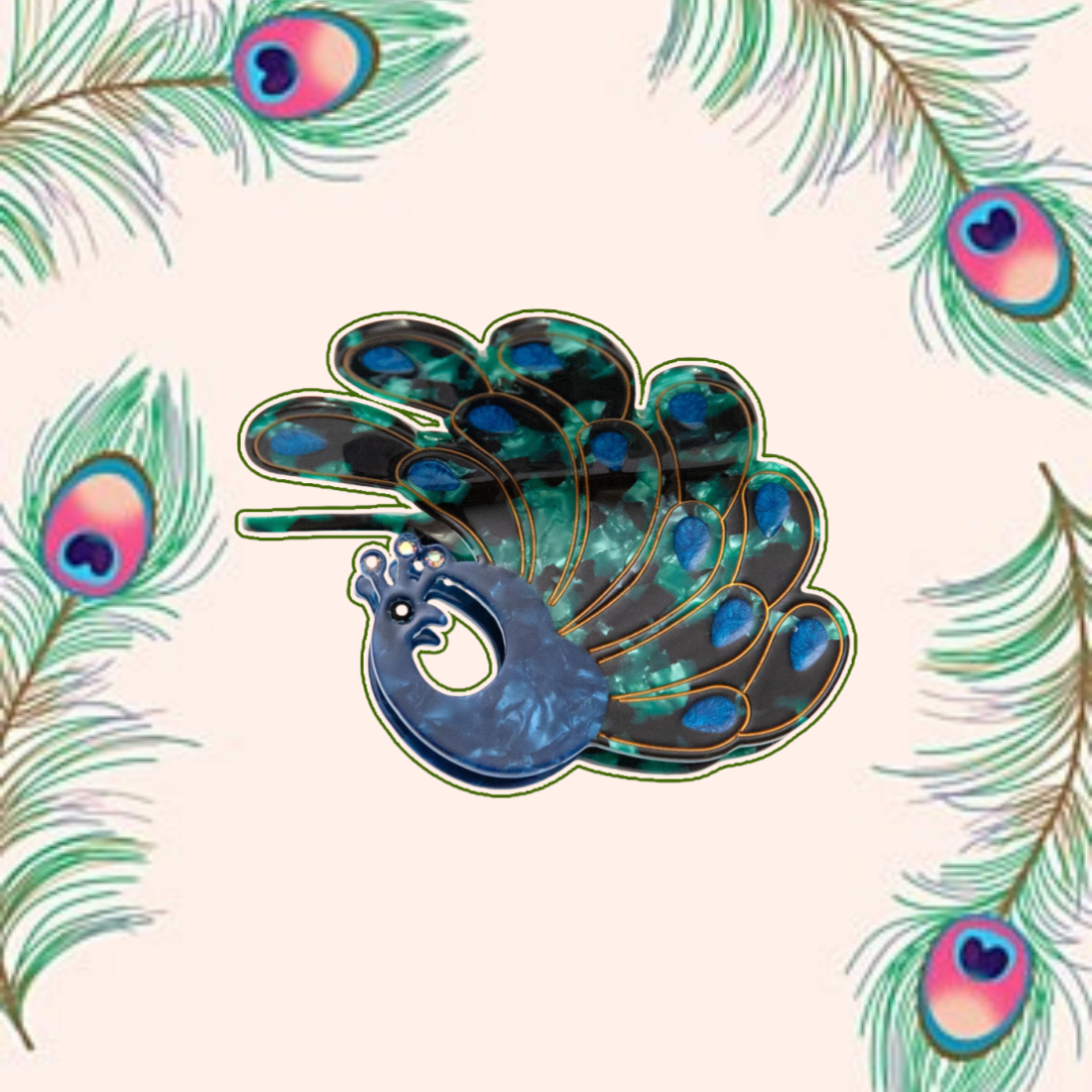 Peacock Hair Clip