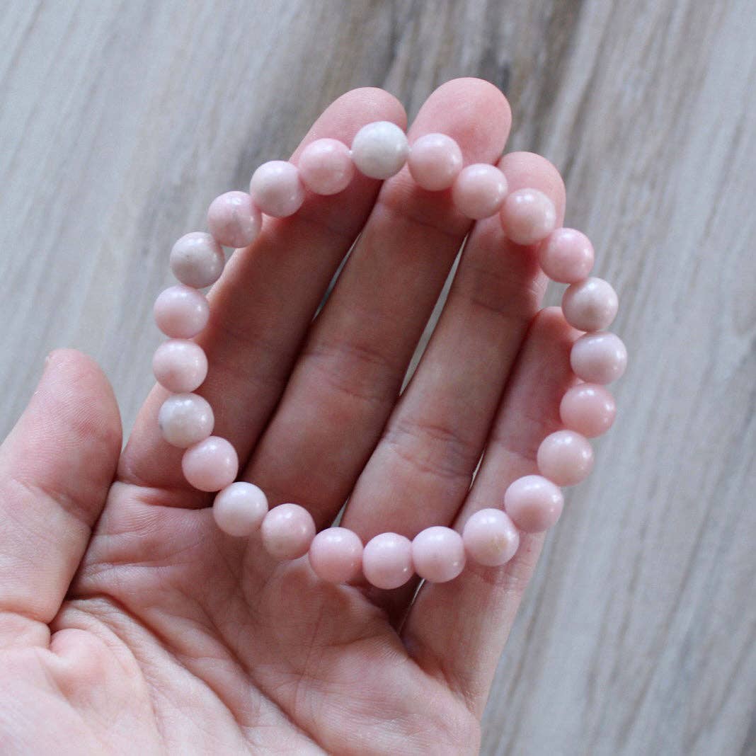 Pink Opal Bracelet 8mm or 6mm - Crystals & Stones