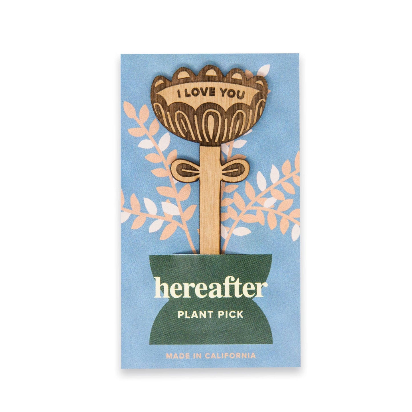 I Love You Flower Wood Plant Pick