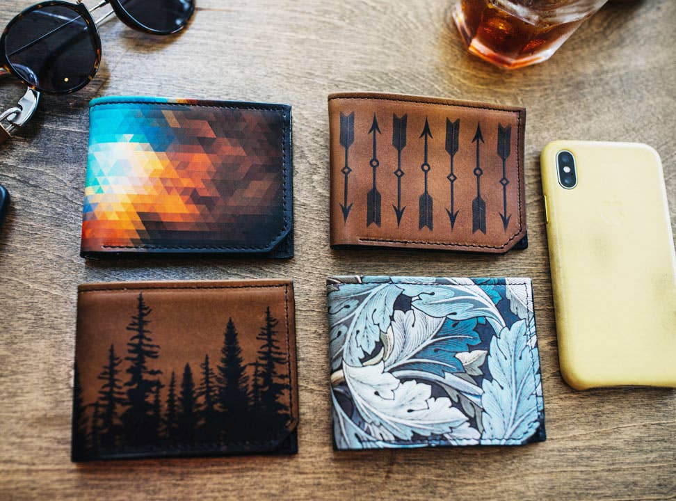 Faded Mountains - Printmaker Leather Wallet