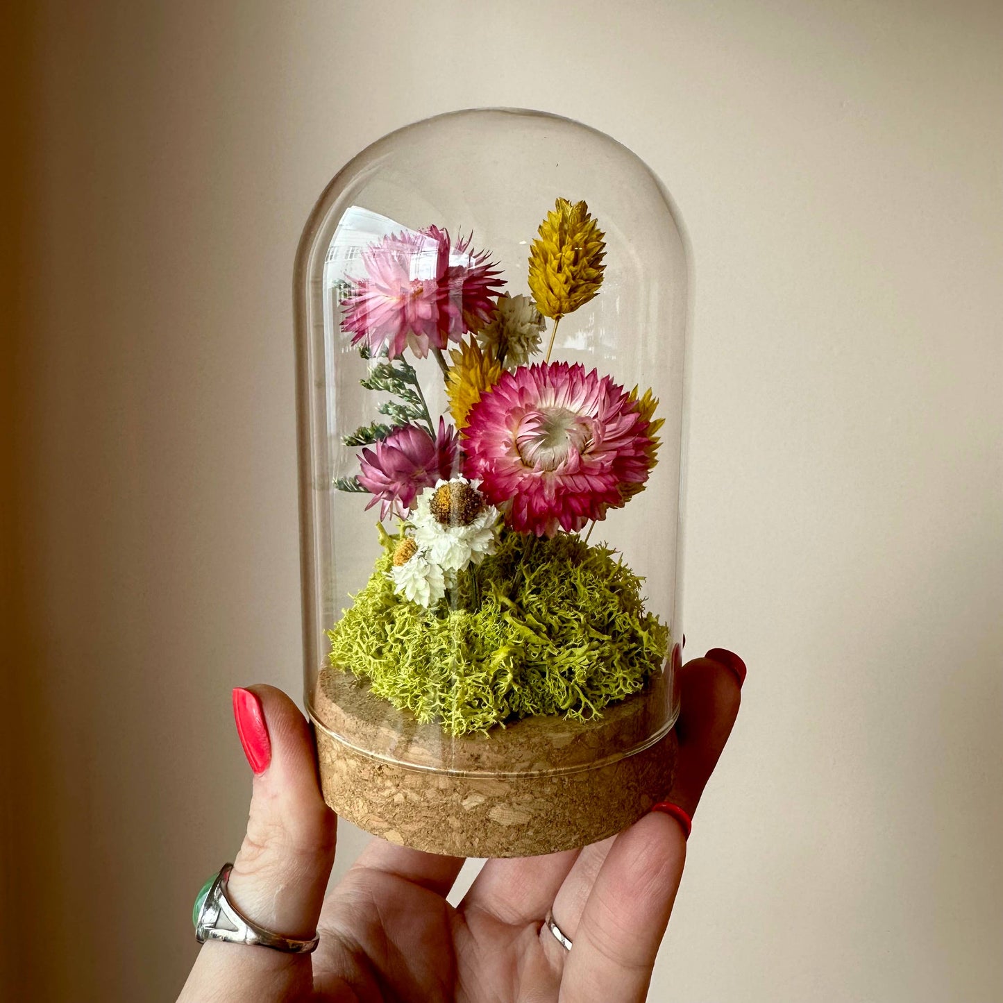 Sunblush Large Terrarium With Dried Florals and Moss