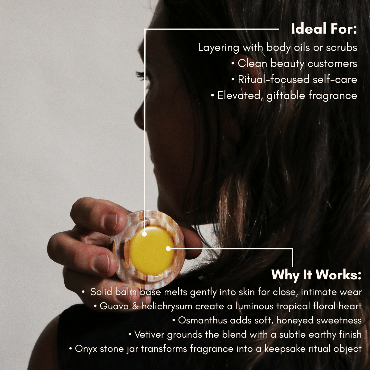 Onyx Jar Solid Perfume - Guava Helichrysum- Keepsake Gift