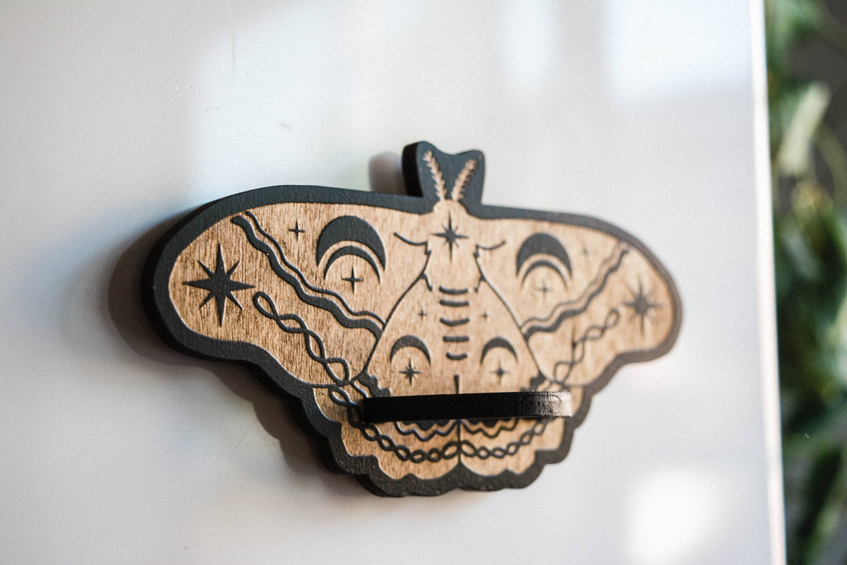 Lunar Moth Airplant Holder Wooden Magnet