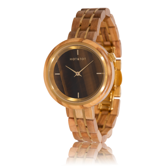 AVALON | Wood watch women | Tiger's eye Stone | Sustainable