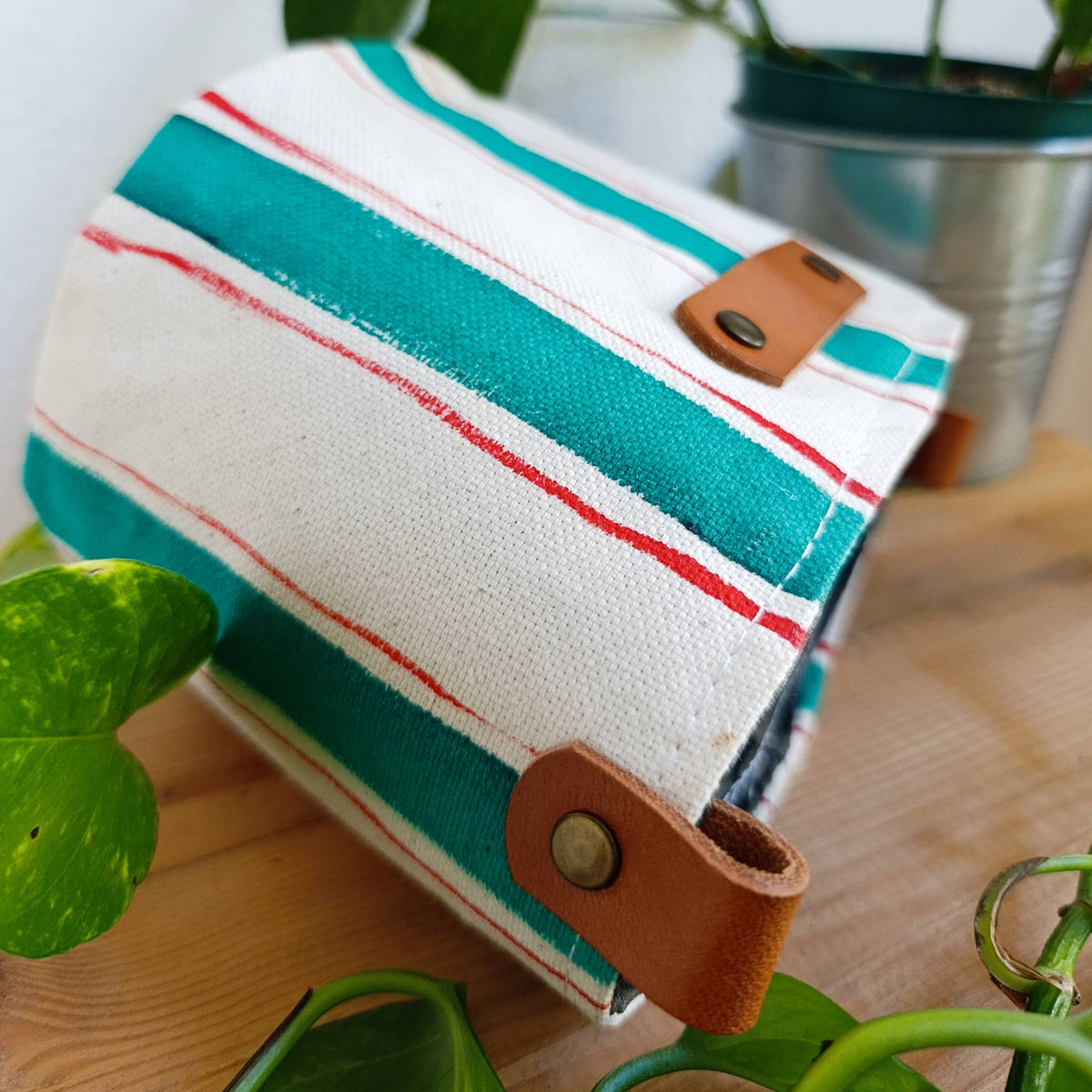 Striped Canvas Planter, Modern Indoor Plant Pot Cover