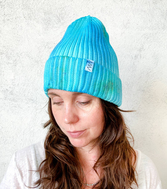 Aquamarine Hand-dyed Beanie Hat