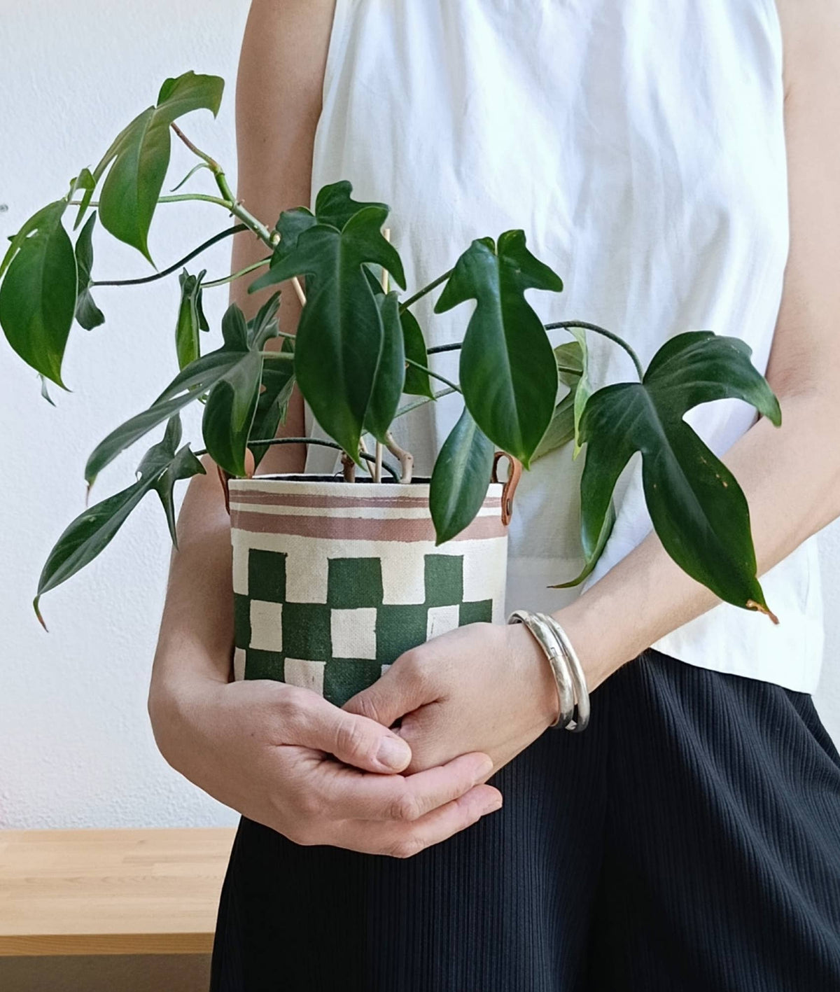 Checkerboard Canvas Planter, Graphic Home Decor