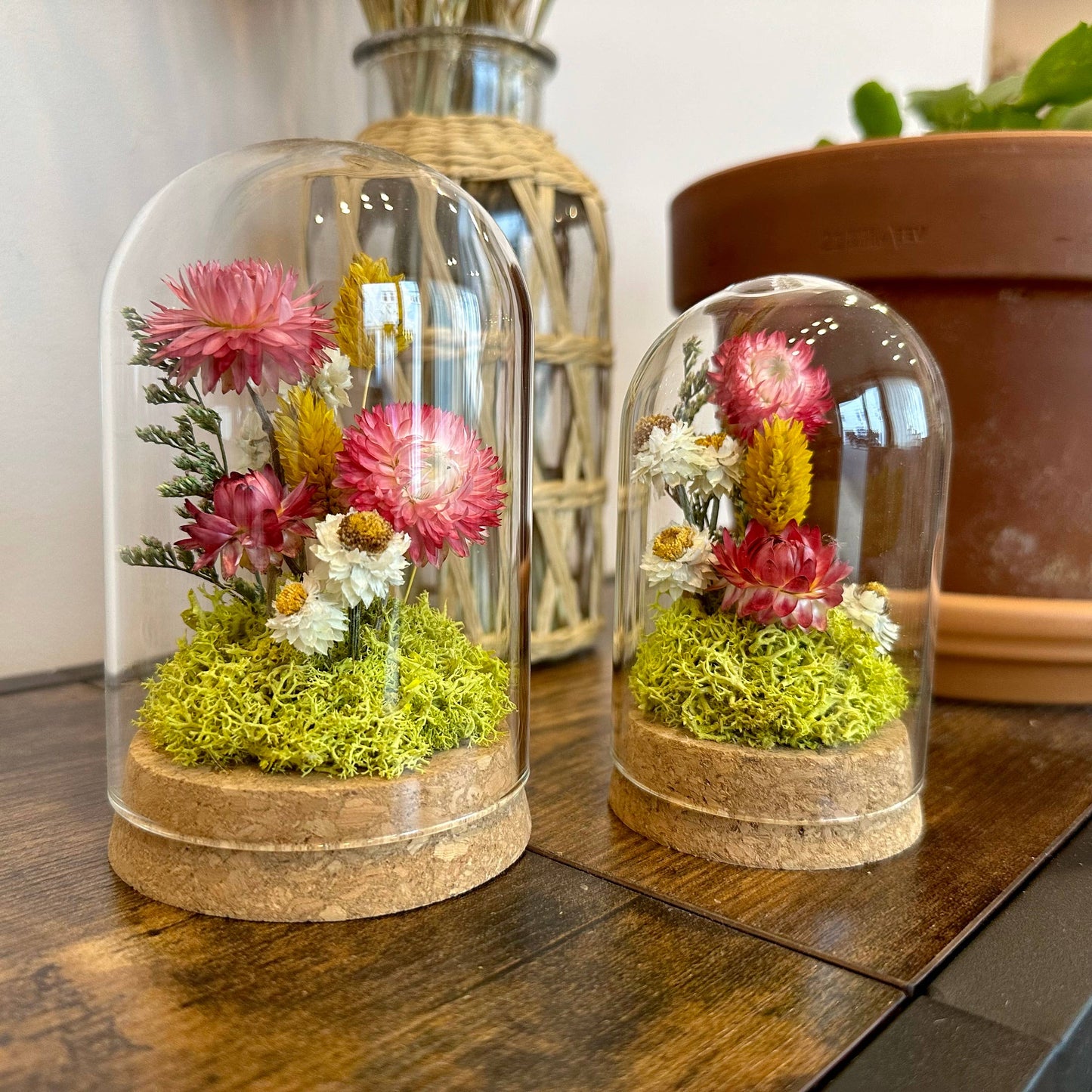 Sunblush Large Terrarium With Dried Florals and Moss