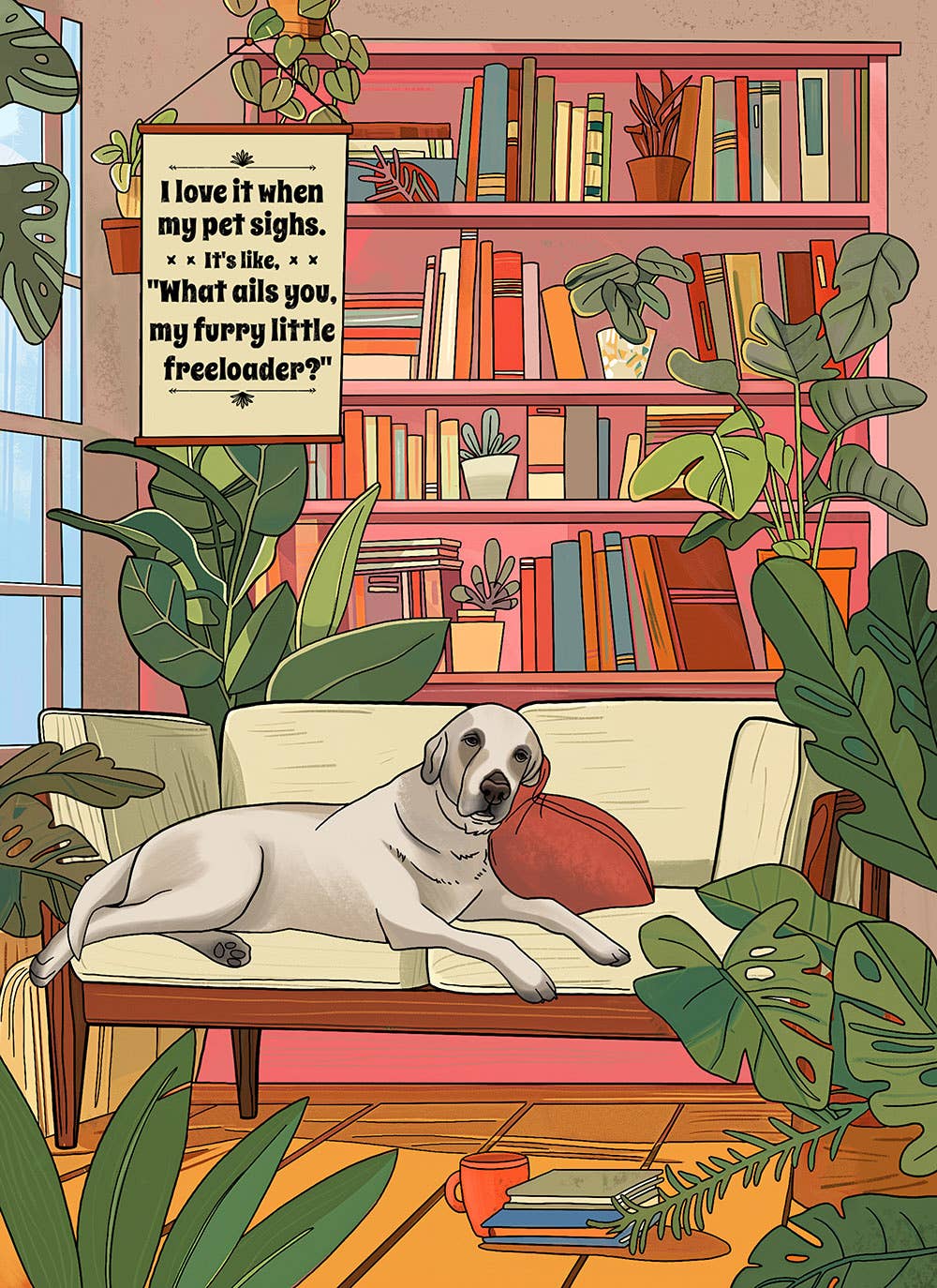 Jigsaw Puzzle w/ Poster - "Pet Sighs…Furry Freeloader" - Dog