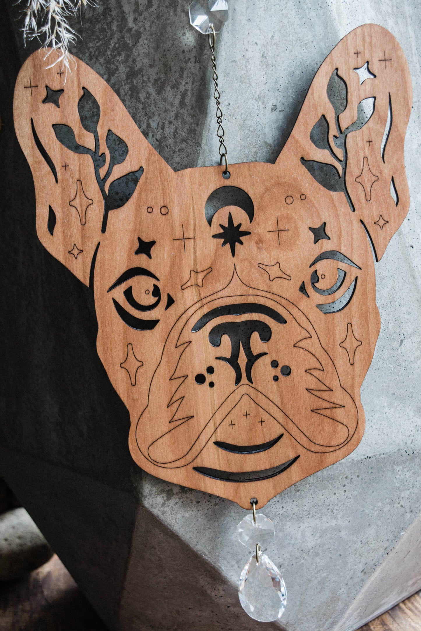 French Bulldog Wooden Wall Hanging Frenchie Suncatcher